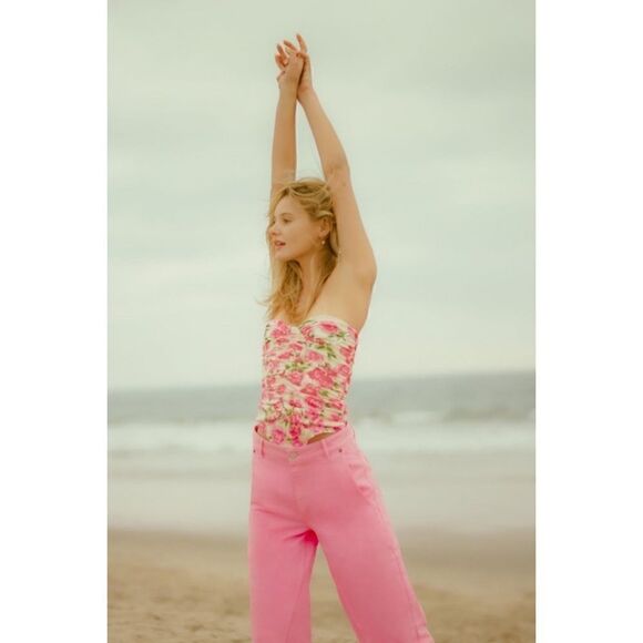 NWT Zara Blogger’s Favorite Floral Draped Sweetheart Neckline Strapless Bodysuit - Picture 8 of 16